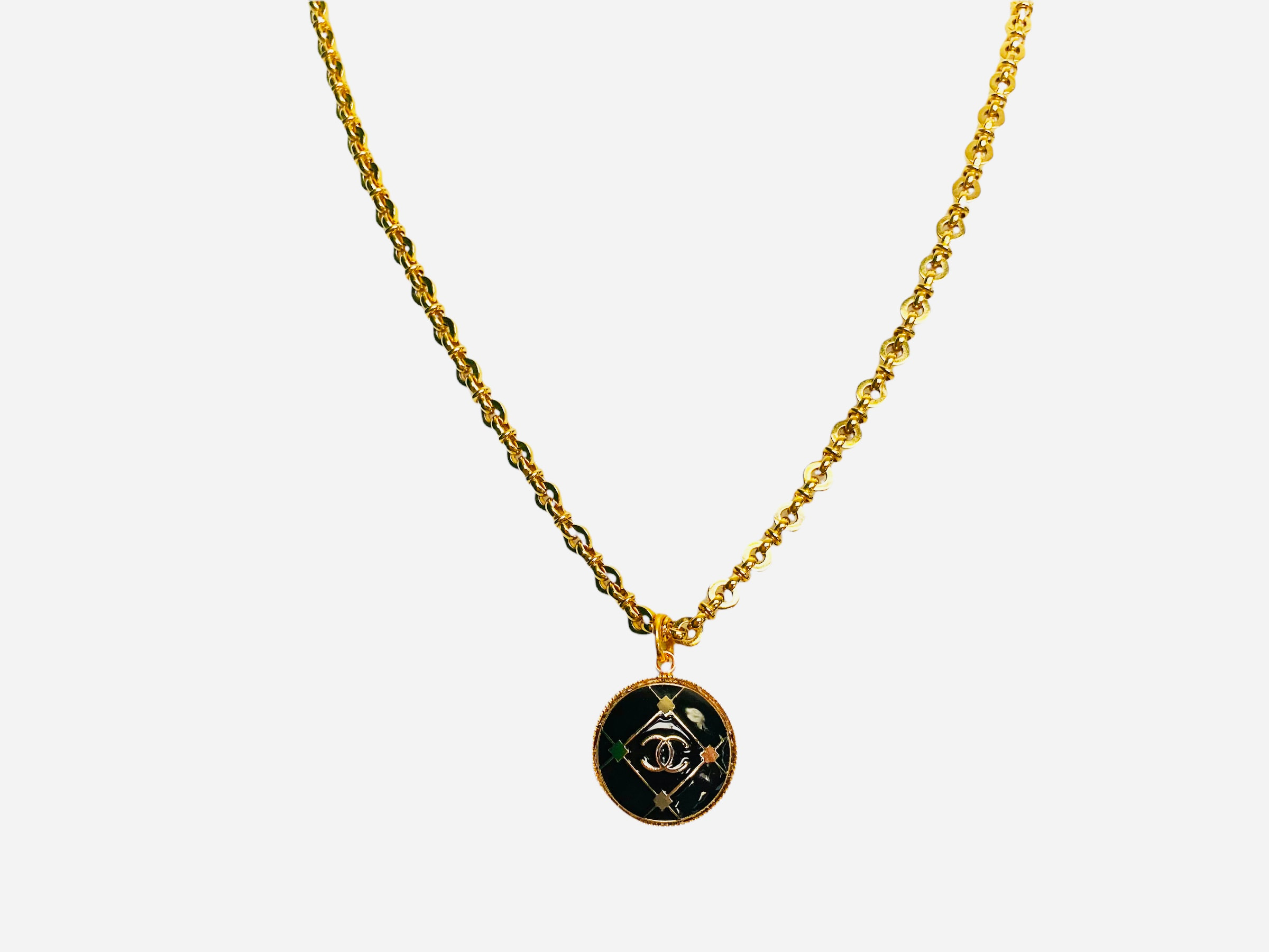 Chanel Black Diamond Button Necklace