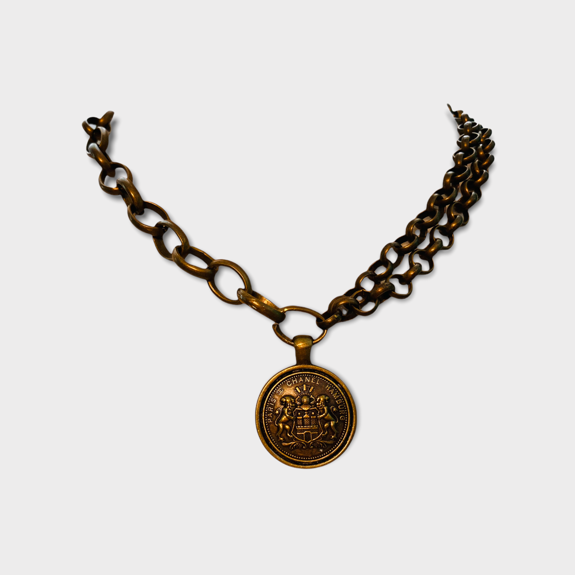 Brass Chanel Button Necklace